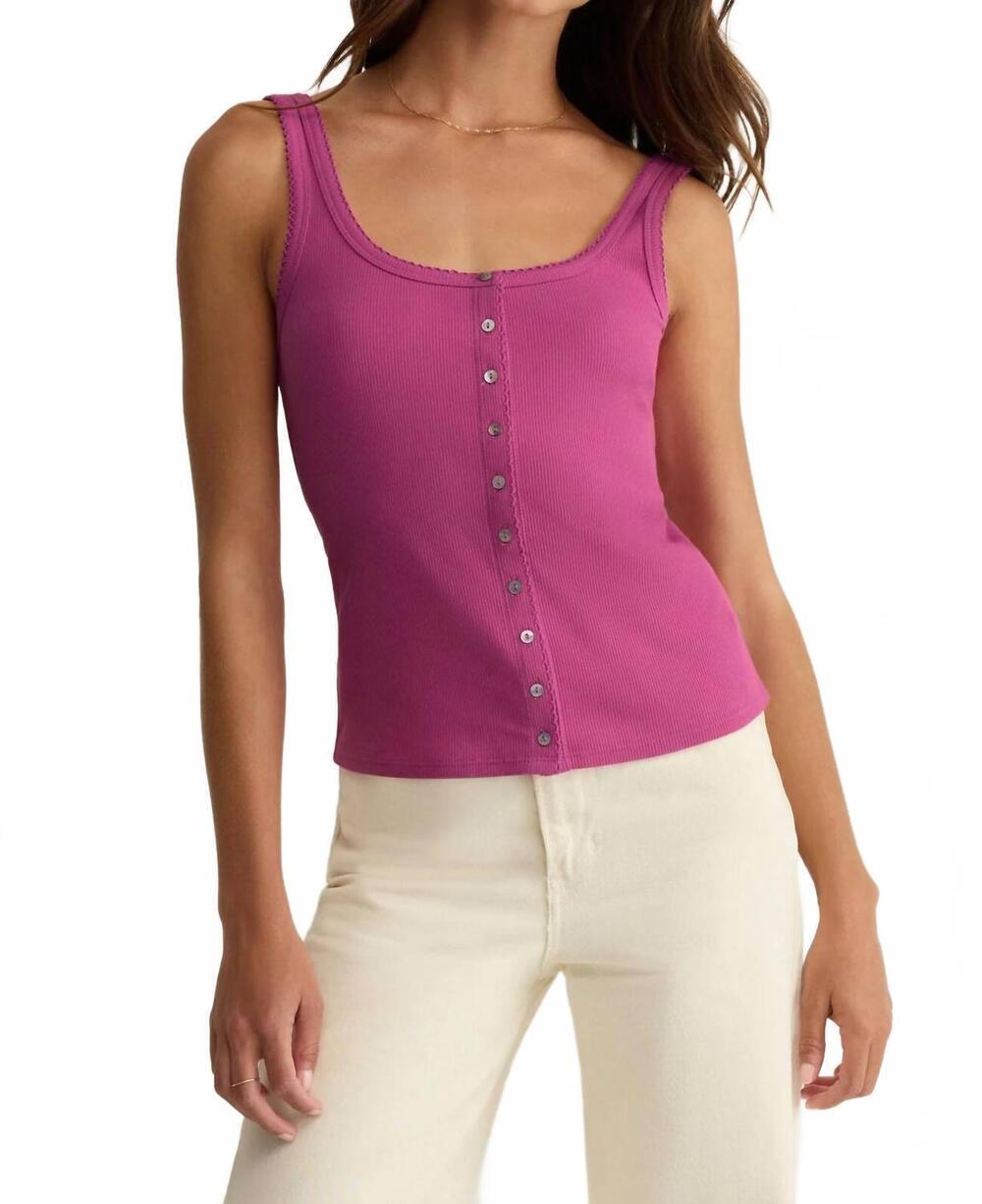 NEW Z SUPPLY niko scallop rib tank top in fuchsia